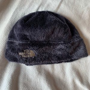 Dark Gray North Face Fuzzy Standard Winter Hat